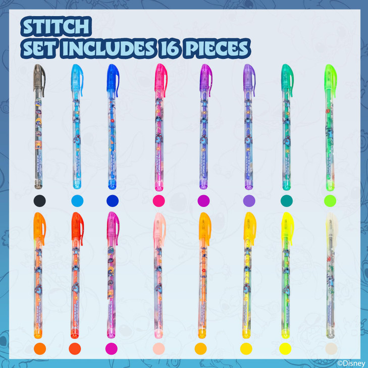 Townley Girl Disney Stitch 16 Piece Glitter Pen Body Art Set Glittery and Bright Colors Ages 3