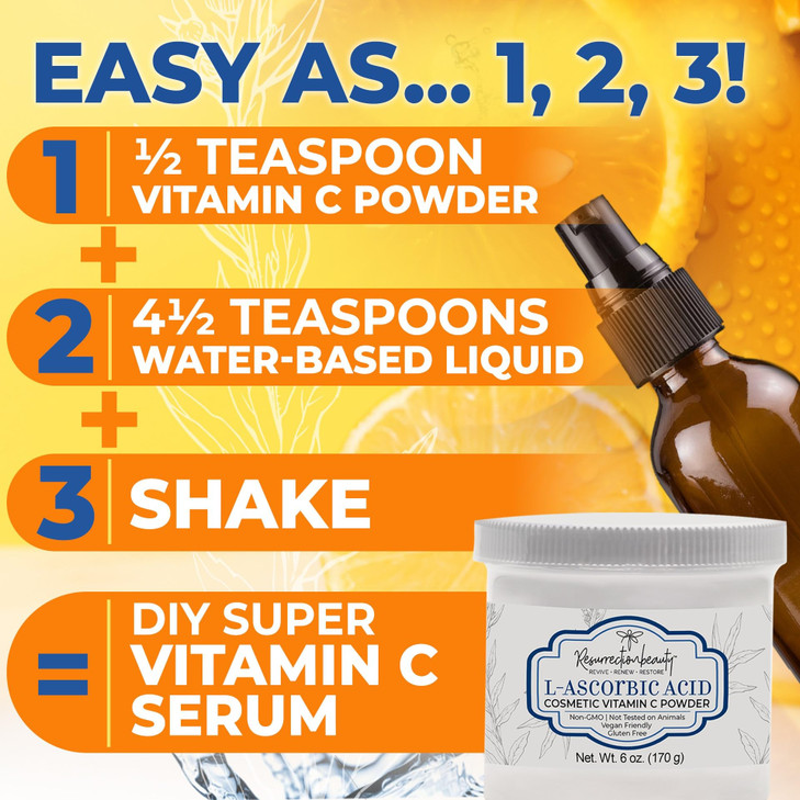 100 Pure LAscorbic Acid Cosmetic Vitamin C Powder for Face to Make Your Own Premium Beauty Serum Skincare Mask Treatment