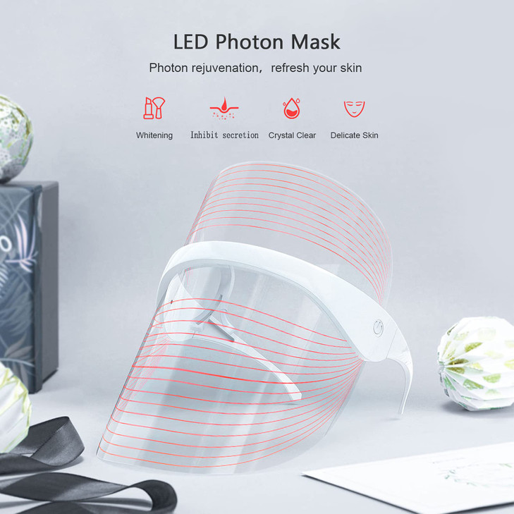 NUFR LED facial light therapy mask 3 Colors Light Facial Photon Beauty Device for Facial Rejuvenation Anti Aging HK207
