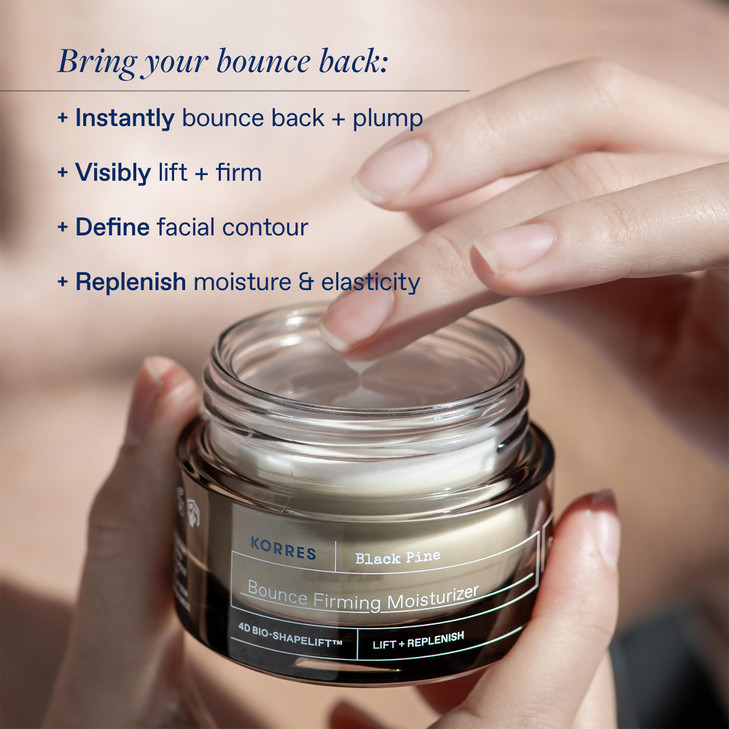 KORRES Black Pine Bounce Firming Moisturizer Plumping Hydrating Face Cream with Black Pine Extract Vegan Silicone Free A