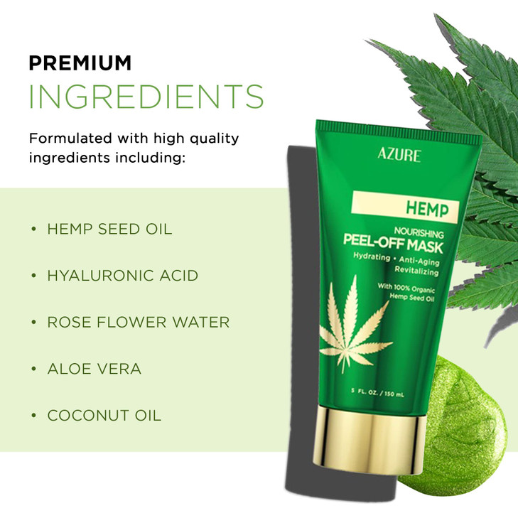 Azure Cosmetics Hemp Nourishing Peel Off Facial Mask Anti Aging Hydrating Face Masks Removes Blackheads Dirt Oils With H