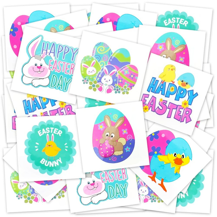 Easter Basket Stuffers for Kids 144 Pack Easter Tattoos for Kids Individual Temporary Tattoos Easter Themes Fake Tattoo