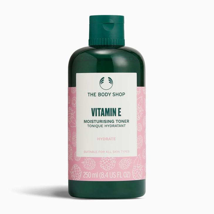 The Body Shop Vitamin E Moisturizing Toner Hydrating Face Toner for All Skin Types Remove Excess Oils Dirt with Raspberr