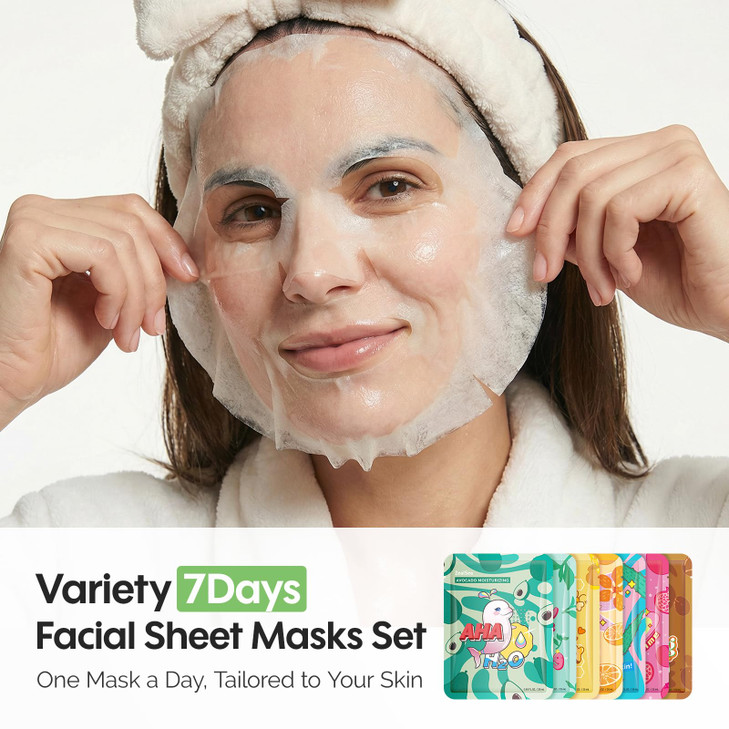 ZealSea Face Masks Skincare for Women Variety 7Days Facial Sheet Mask Set for Deep Hydrating Glow Daily SelfCare Gift Fa