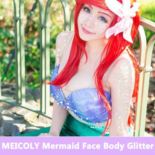 MEICOLY Clear White Body GlitterSinger Concerts Music Festival Rave AccessoriesMermaid Face Glitter GelSequins Glitter F