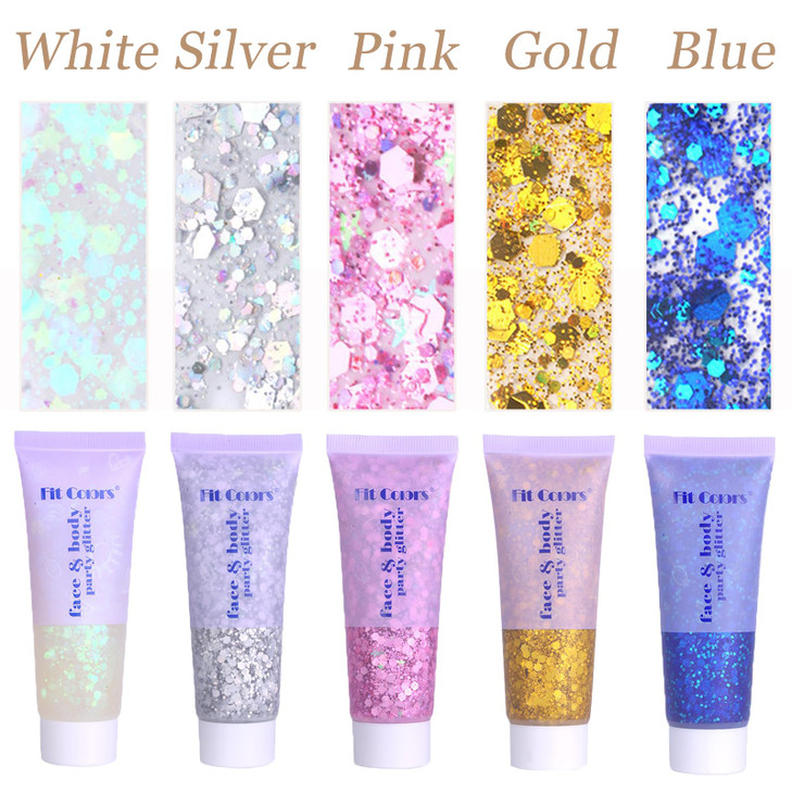 Face Body Glitter Hair Glitter Sparkles Chunky Face Glitter Gel for Girls Makeup Singer Concerts Mermaid Festival Sequin