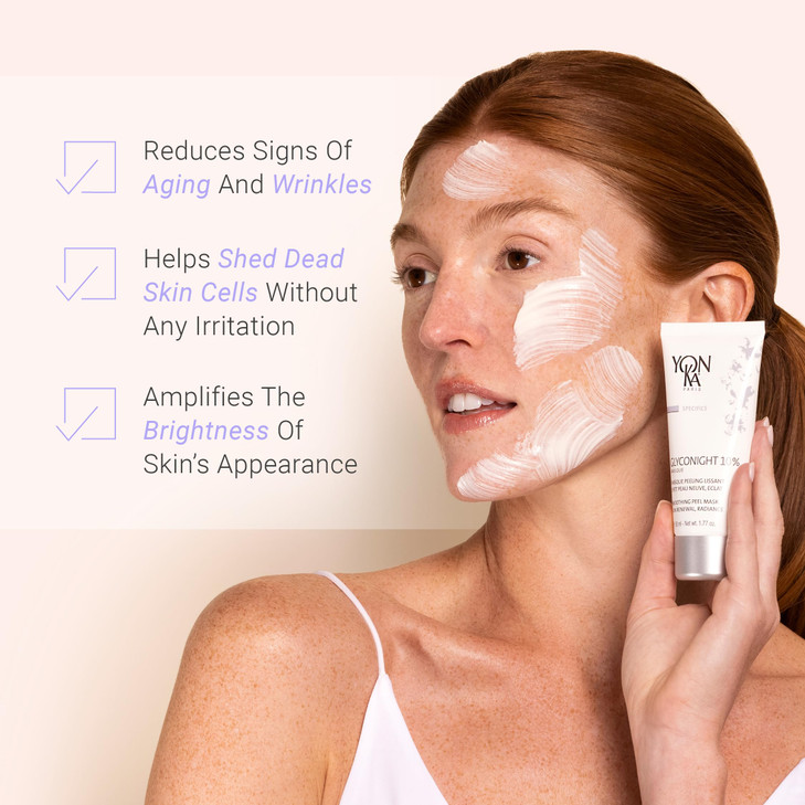 YonKa Glyconight 10 Peel Masque AntiAging Face Mask Skin Renewal for Wrinkles and Pore Reduction with Glycolic Acid 177