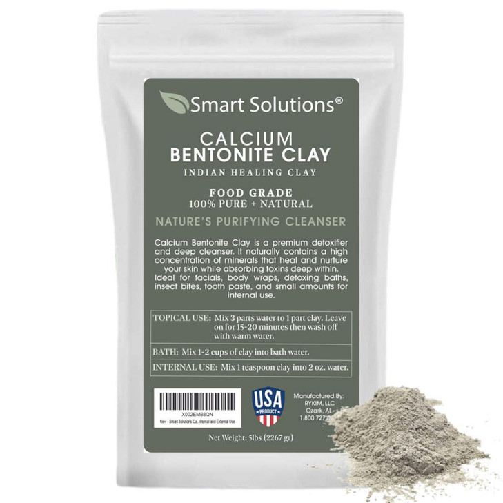 SMART SOLUTIONS Calcium Bentonite Clay 5 lb Pure Indian Healing Clay All Natural for External Use DIY Facial Treatments