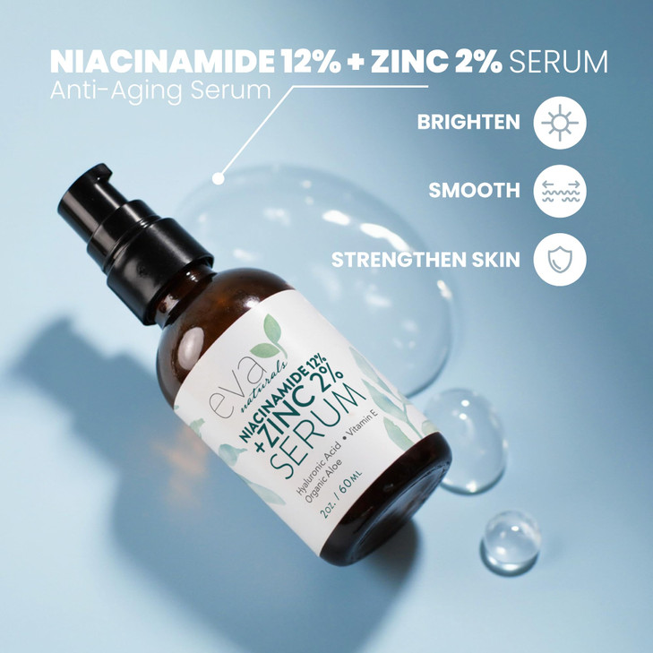 Niacinamide 12 Serum for Face wZinc Hyaluronic Acid Vitamin B3 E Pore Minimizer for Dark Spot Corrector Even Skin Tone O