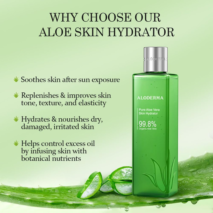 Aloderma Fresh Aloe Vera Face Hydrator Made with 998 Organic Aloe Vera Within 12 Hours of Harvest No Thickeners Great fo