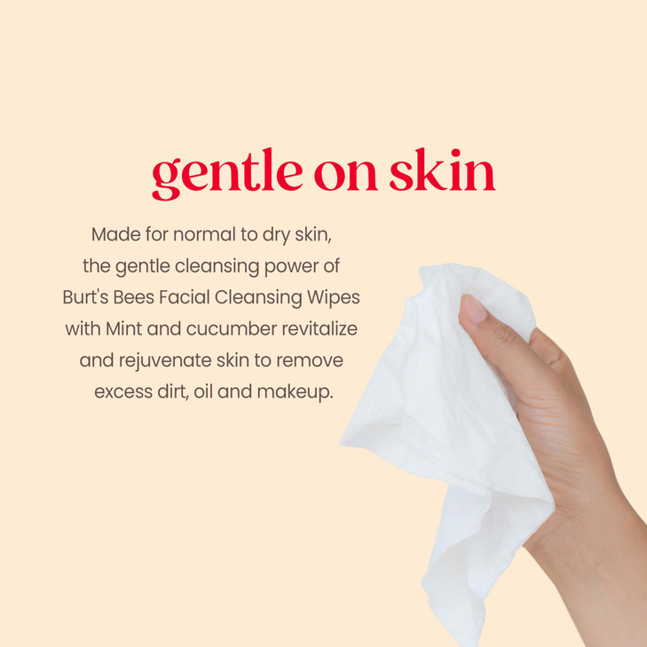 Burts Bees Cucumber Mint Face Wipes for All Skin Types Refreshing Makeup Remover Facial Cleansing Towelettes 30 Ct 3Pack