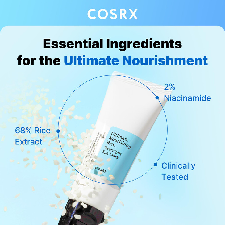 COSRX Ultimate Nourishing Rice Overnight Spa Mask 60ml 202 floz Rice Extract 68 and Niacinamide 2 Korean Skin Care Anima