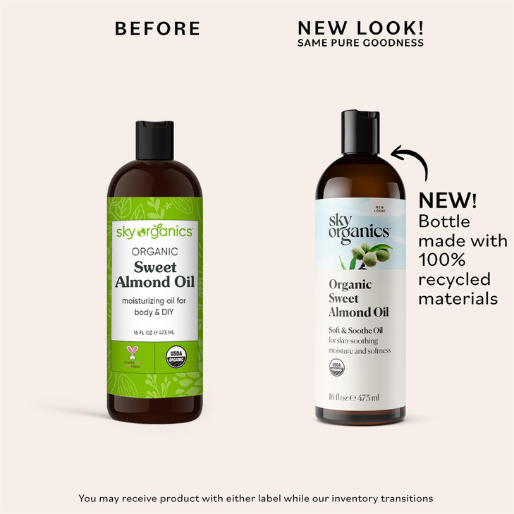 Sky Organics Organic Sweet Almond Oil 16 fl oz Soft Soothe Oil Skin Moisturizer Silky Lightweight Texture 100 Pure NonGr