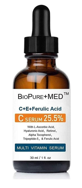 BioPureMED 25 Vitamin CEFerulic Acid Serum for Face Anti Wrinkle Serum Retinol 22 Hyaluronic Acid Best Organic Korean Sk