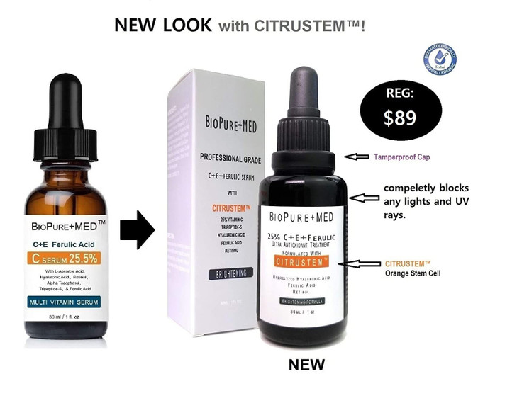 BioPureMED 25 Vitamin CEFerulic Acid Serum for Face Anti Wrinkle Serum Retinol 22 Hyaluronic Acid Best Organic Korean Sk