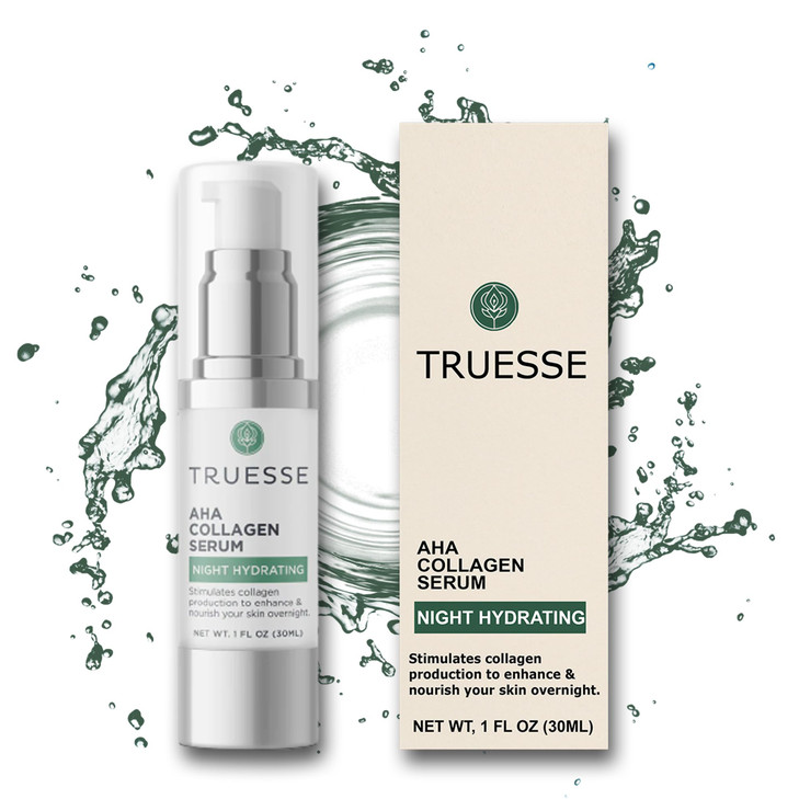 TRUESSE AHA Collagen Serum Serum for Face Collagen Peptide Nighttime Moisturizer AntiAging Serum Overnight Facial Serum