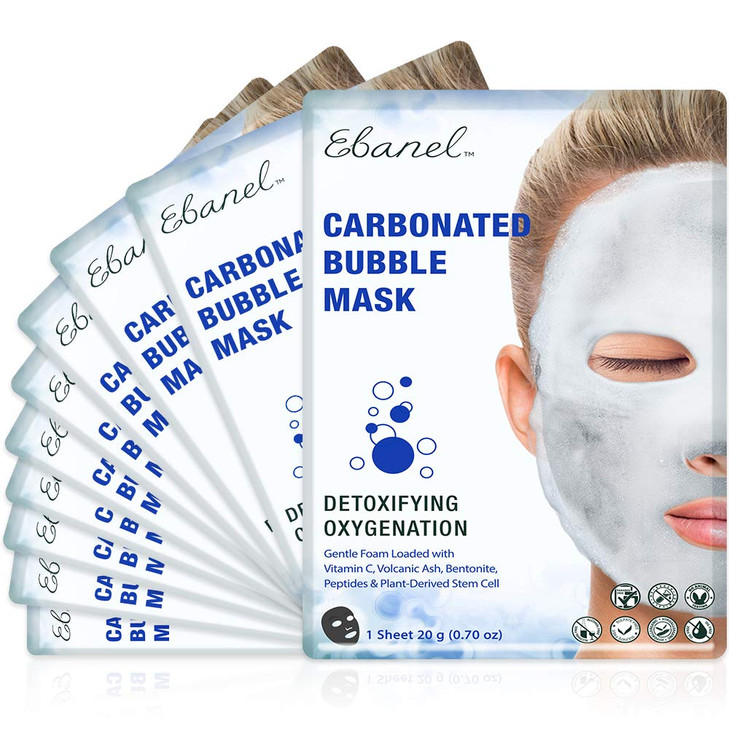 Ebanel 10 Pack Carbonated Bubble Clay Mask Deep Cleansing Face Mask Volcanic Ash and Bentonite Clay Masks with Collagen
