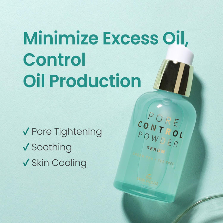 THE SKIN HOUSE Pore Control Powder Serum Lightweight SebumControl Serum with Loess Tea Tree Herbal Extracts Smooth Finis