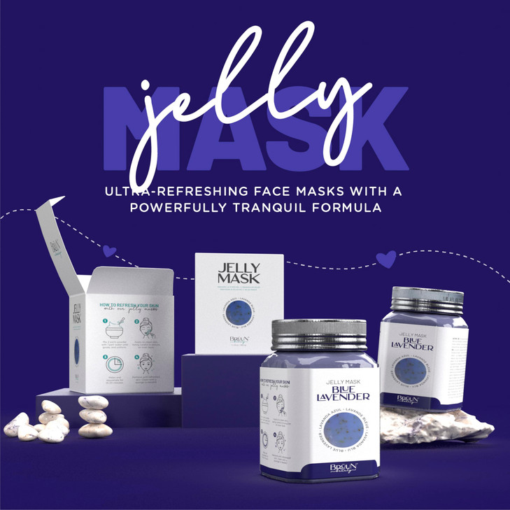 BRUUN Jelly Mask Jar Blue Lavender PeelOff Face Care Rubber Mask 23 fl oz Skin Care Moisturizing Gel Mask Jar Spa Set