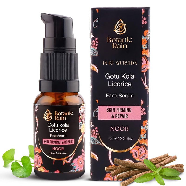 Botanic Rain Ayurveda Face Oil with Gotukola Licorice Organic Vitamin C AntiAging Hydrating Face Serum for Crepey Mature