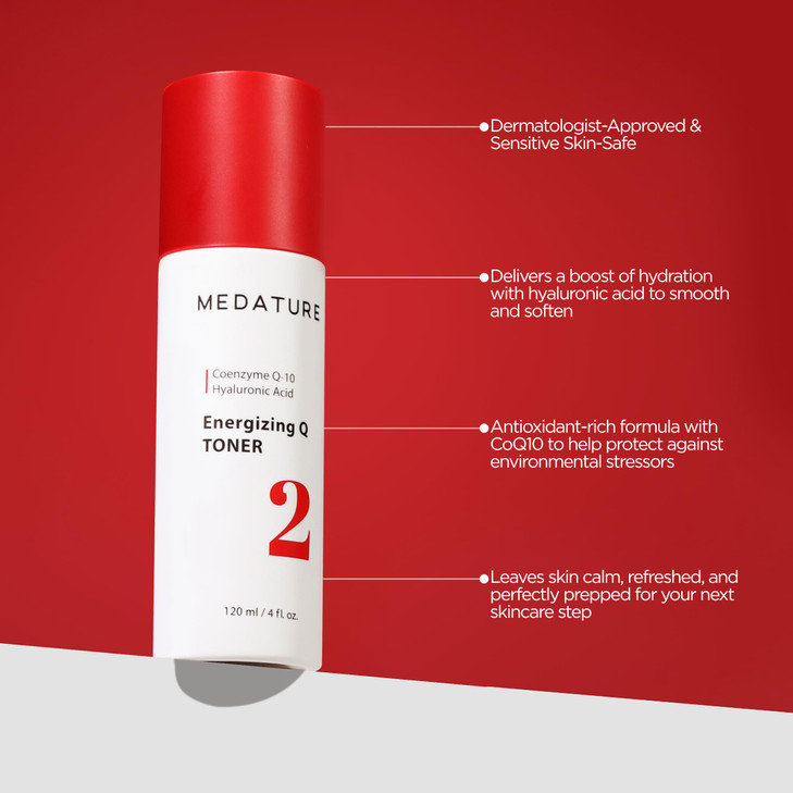 Medature Energizing Q Toner Hydrating Facial Toner with CoQ10 and Hyaluronic Acid AntioxidantRich Soothing BarrierFriend