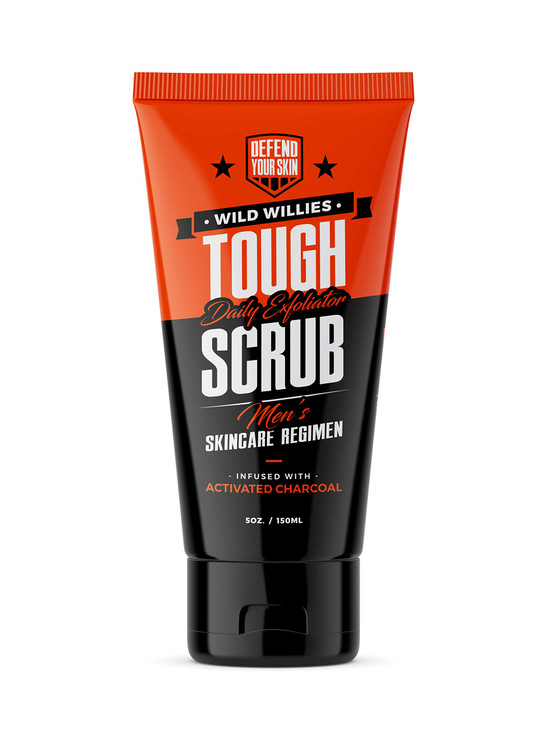 Wild Willies Tough Scrub Mens Face Wash Scrub with Activated Charcoal Exfoliating Facial Wash Eliminates Dead Skin Dirt