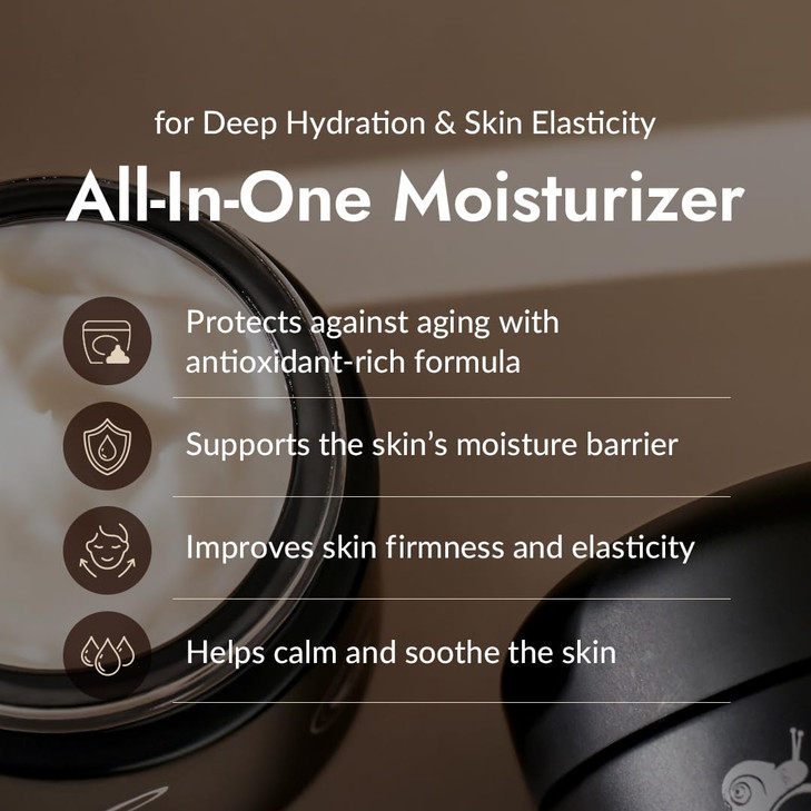 MIZON Black Snail All In One Cream Intensive Korean Skin Care Facial Moisturizing Snail Mucin Extract Travel Size 118 fl