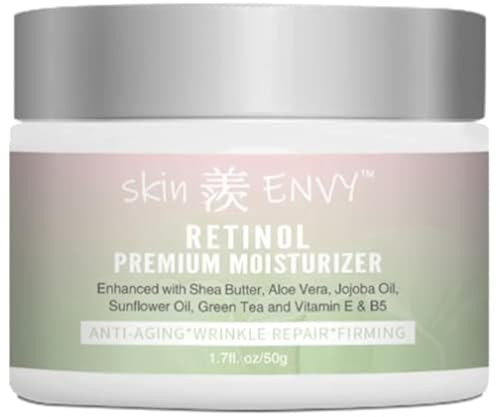 Skin ENVY Retinol AntiAging Cream With Hyaluronic Acid Shea Butter Vitamin E Green Tea Hydrating Nourishing WrinkleReduc