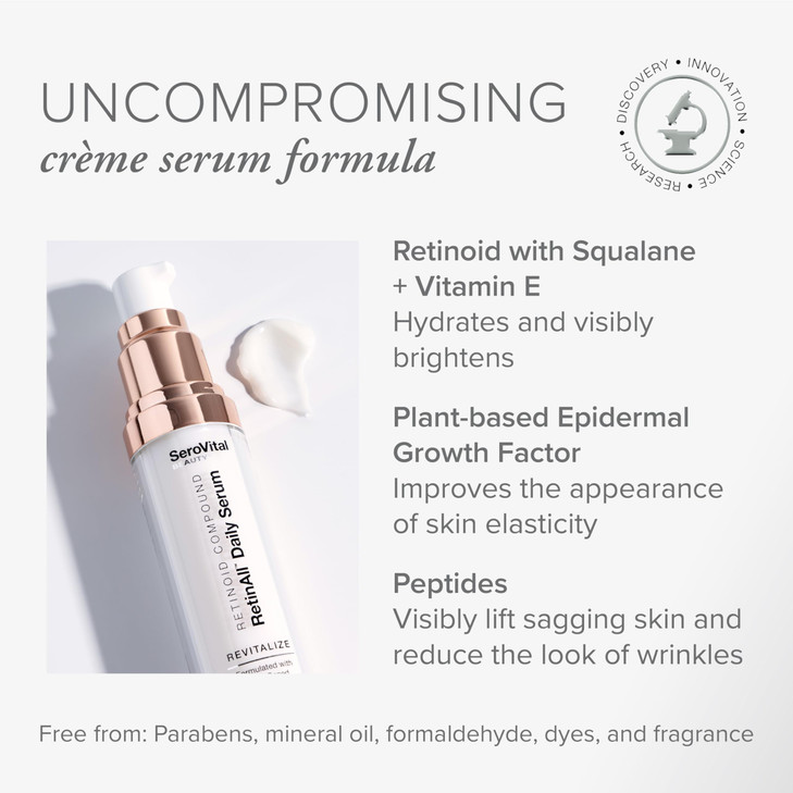 SeroVital Beauty RetinAll Daily Serum Redefining Retinol Retinoid Skin Serum Anti Wrinkle Face Serum for Women 1 oz