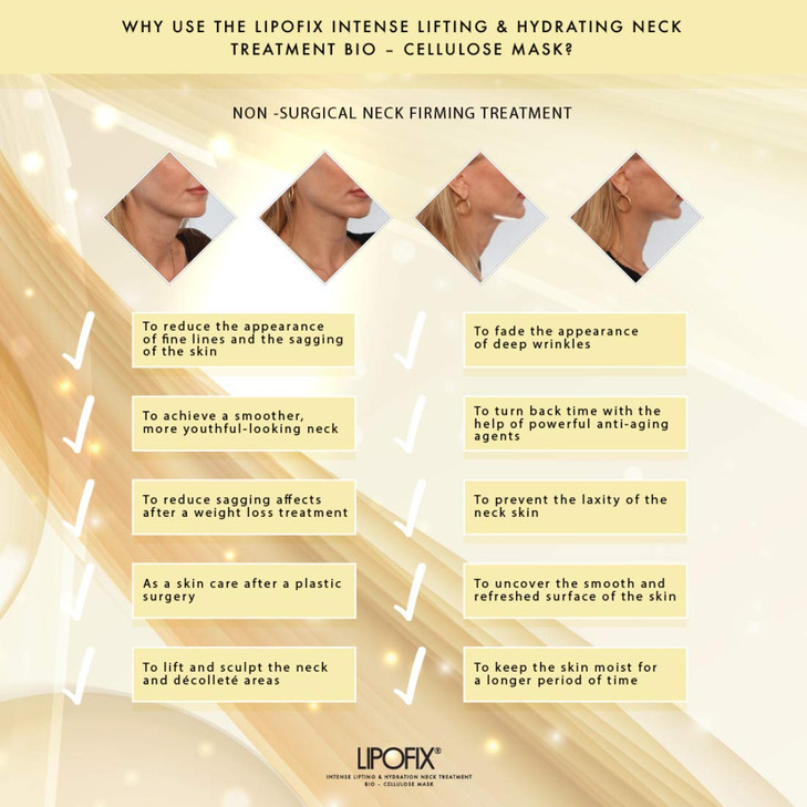 LIPOFIX Neck Lifting Hydrating Firming Intense Treatment Bio Cellulose Mask 5 MASKS