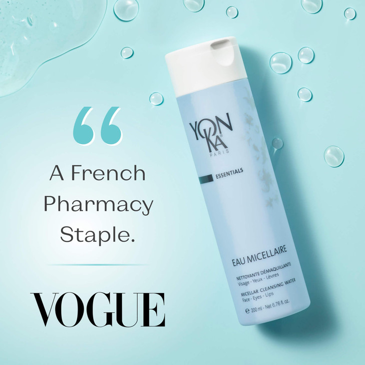 Yonka Eau Micellaire Micellar Water and Cleansing Makeup Remover Gentle Face Wash with Rose and Chamomile to Remove Impu