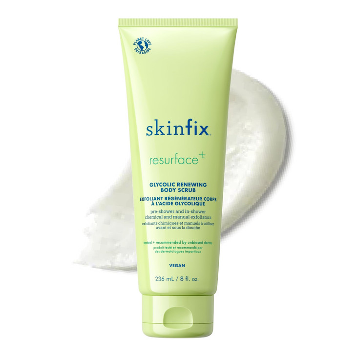 Skinfix Glycolic Renewing Scrub 8 oz DualAction Exfoliating Body Treatment with Lactic Acid Smooths Rough Patches Remove