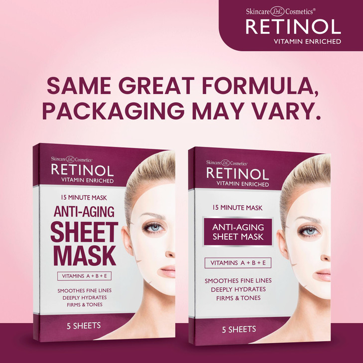 LIVAURA Retinol AntiAging Sheet Mask Hydrating VitaminEnriched 15 Minute Treatment With Collagen Firms Face Exfoliates f