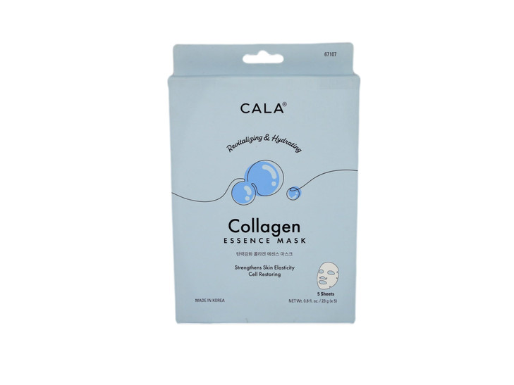 Cala Collagen Essence Facial Sheet Masks 5 Pack UltraThin Hydrating Face Mask Sheets with Tea Tree Herbal Extracts Hyalu