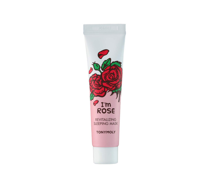 TONYMOLY Im Rose Revitalizing Sleeping Mask Travel Size Korean Overnight Gel Mask for Hydration Radiance Rose Extract Vi