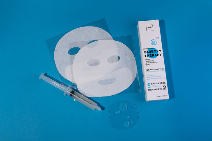 Name Skin Care Korean Carboxy CO2 Therapy Face Neck Mask Set of 2 Hydrating Oxygen Carboxytherapy Skincare Sheet Masks M
