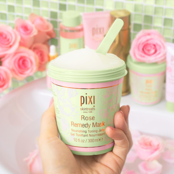 Pixi Rose Remedy Mask Toning Jelly Face Mask with Rosehip Oil Cica Turmeric Hydrates Soothes Restores Radiance 10 fl oz3