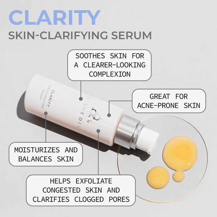 COSMEDIX Clarity SkinClarifying Serum Moisturizing Facial Serum for Smoother ClearerLooking Skin Natural Glow MoistureRi