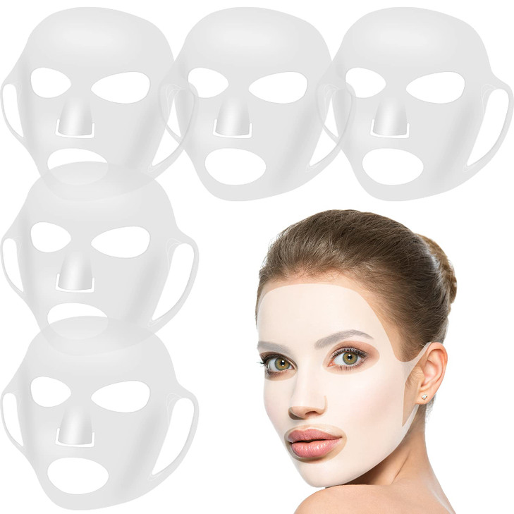 Maitys 5 Pcs Reusable Silicone Face Mask for Sheet Masks Antiwrinkle Moisturizing Facial Mask Cover Holder Prevent Evapo