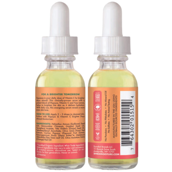 SheaMoisture Papaya Vitamin C Face Serum Brighter Days Ahead 2Pack For All Skin Types Even Skin Tone Glow Up Essentials