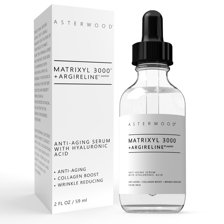 Asterwood Matrixyl 3000 Argireline Serum with Hyaluronic Acid AntiAging Wrinkle Reducing Collagen Boosting FragranceFree