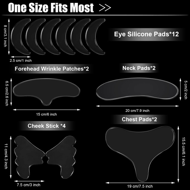 Patelai 22 Pcs Reusable Face and Forehead Wrinkles Patches Overnight Silicone Chest Neck Wrinkle Patches Pad Eyelid Lift