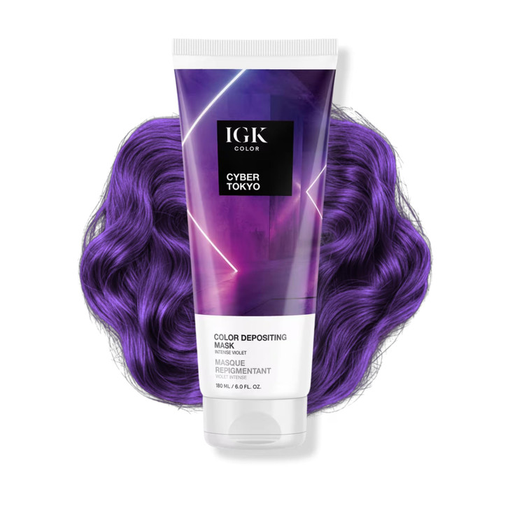 IGK Hair Gloss Toner Color Depositing Mask Intense Violet SemiPermanent Vegan Cruelty Free Cyber Tokyo
