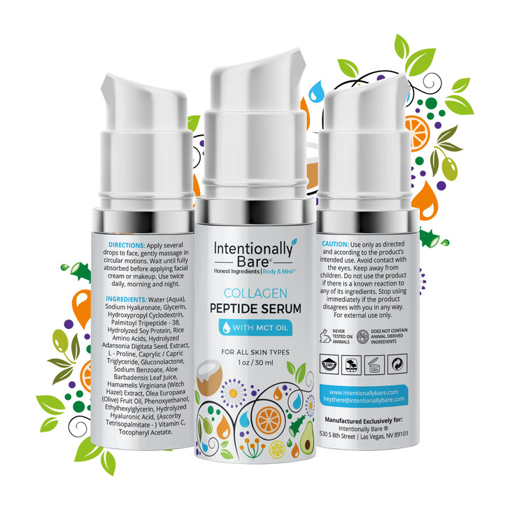 Intentionally Bare Collagen Serum for Face with MCT Oil Collagen Peptide with Hyaluronic Acid for Fine Lines Glow Anti A