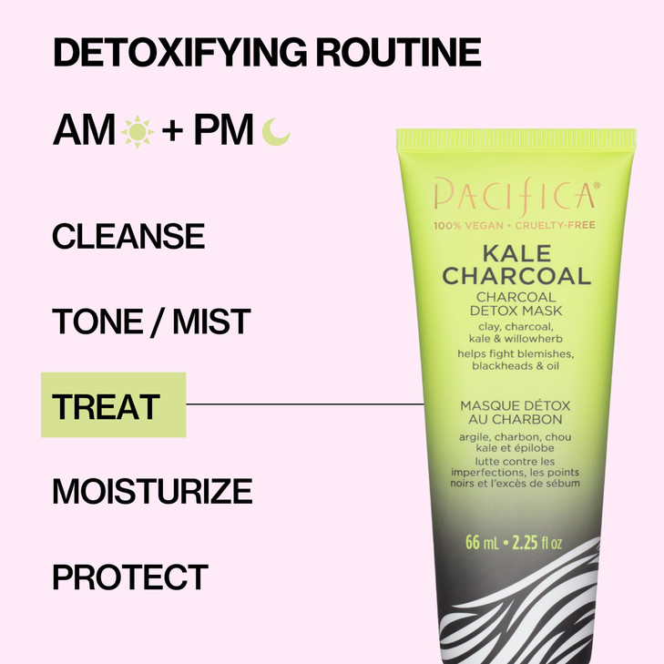 Pacifica Kale Charcoal Ultimate Detox Face Mask Deep Pore Cleansing Clay Mask for Acne Blackhead Removal Blemish Control