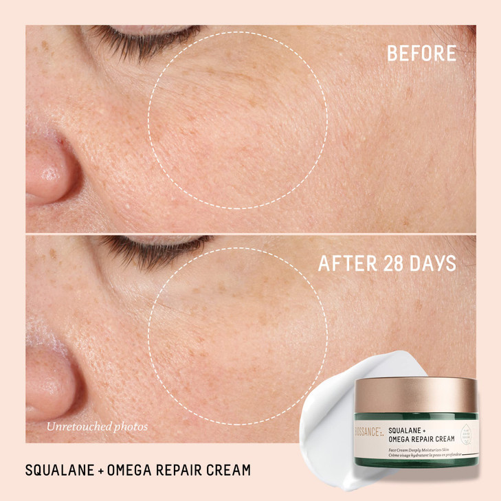 BIOSSANCE Squalane Omega Repair Cream UltraMoisturizing Face Cream Skin Care with Hyaluronic Acid Ceramides Squalane Ide