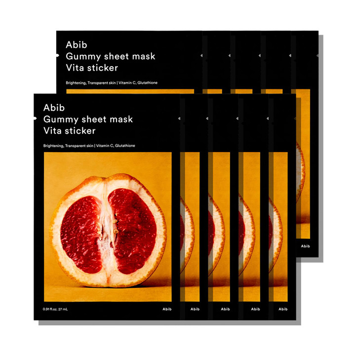 Abib Gummy Sheet Mask Vita Sticker 10 Sheets Skin Tone I Korean Face Mask for Sensitive Skin Soothing Redness Relief Dai