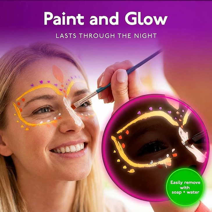 8 Neon UVActive Makeup Palette GlowinTheDark Blacklight Body Art WaterBased Fluorescent Face Body Color Kit WaterActivat