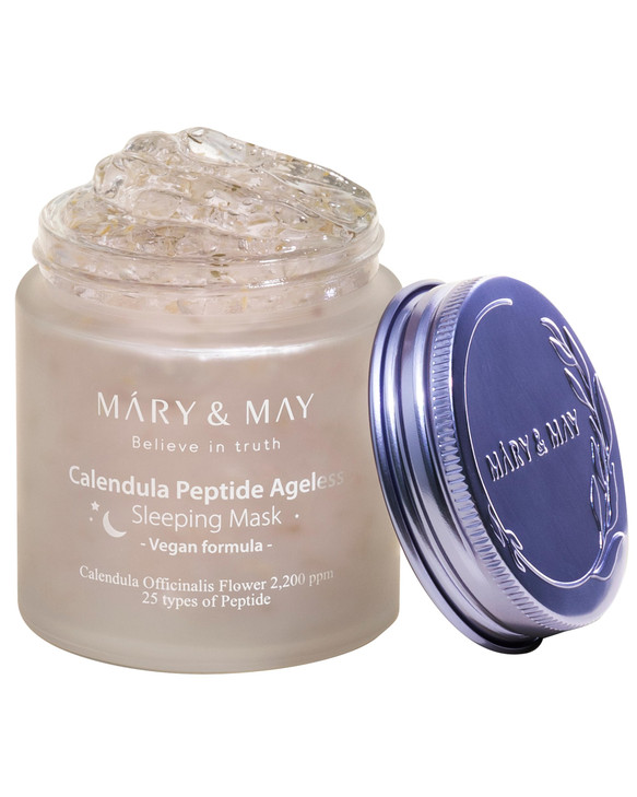 MaryMay Vegan Calendula Peptide Ageless Sleeping Mask 2200ppm Real Petals 25 Peptides Overnight Hydrating Gel Face Mask