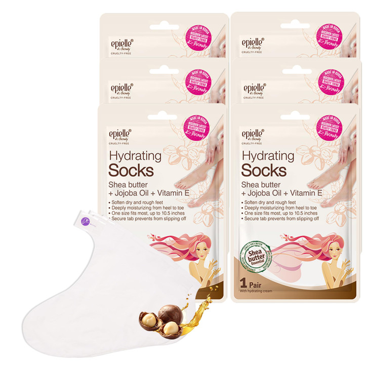 Epielle Hydrating Foot Mask 6 Pairs Relieve and Soften with Shea Butter Jojoba Oil Deep Moisturizing Socks for Dry Crack